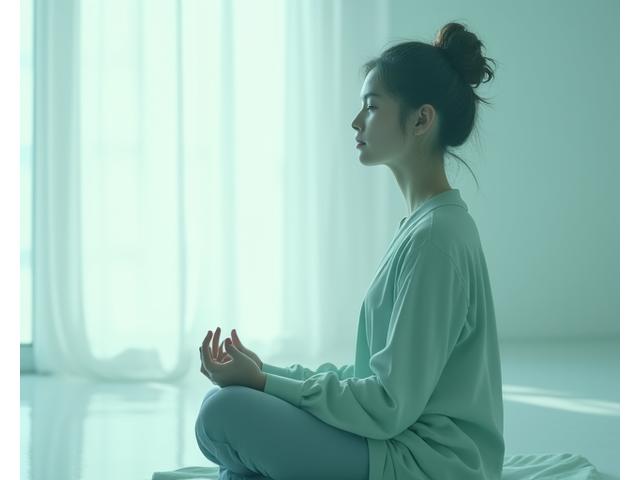 고요하고 평화로운 분위기의 명상하는 사람